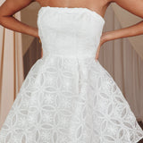 Kesenia Strapless Embroidered Mini Dress White