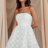 Kesenia Strapless Embroidered Mini Dress White