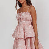 Zilara Bubble Hem Bow Dress Jacquard Pink
