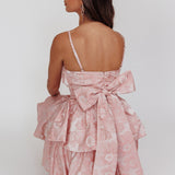 Zilara Bubble Hem Bow Dress Jacquard Pink