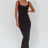 This Magic Moment Pearl Trim Maxi Dress Black