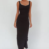 This Magic Moment Pearl Trim Maxi Dress Black