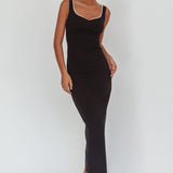 This Magic Moment Pearl Trim Maxi Dress Black