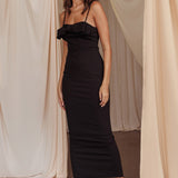This Magic Moment Bow Bust Midi Dress Black