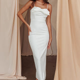 This Magic Moment Bow Bust Midi Dress White