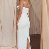 This Magic Moment Bow Bust Midi Dress White