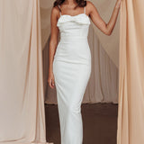 This Magic Moment Bow Bust Midi Dress White