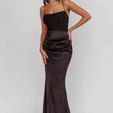 Morella Draped Waist Maxi Dress Black