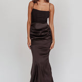Morella Draped Waist Maxi Dress Black