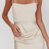 Morella Draped Waist Maxi Dress Champagne