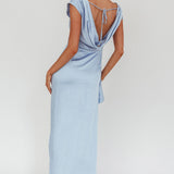 Grecian Cap Sleeve Cowl Back Dress Midnight