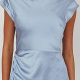 Grecian Cap Sleeve Cowl Back Dress Midnight