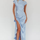 Grecian Cap Sleeve Cowl Back Dress Midnight