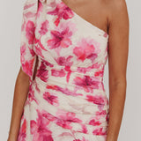 Kenny One Shoulder Tiered Floral Maxi Dress Pink