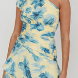 Kenny One Shoulder Tiered Floral Maxi Dress Yellow