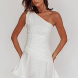 Kenny One Shoulder MIni Dress White