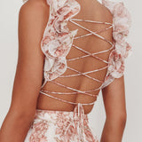 Madara Lace-Up Back Maxi Dress Floral Peach
