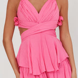 Madara Lace-Up Back Romper Pink