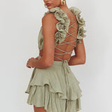 Madara Lace-Up Back Romper Sage