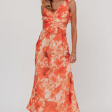 Madara Lace-Up Back Maxi Dress Orange