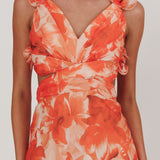 Madara Lace-Up Back Maxi Dress Orange