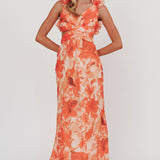Madara Lace-Up Back Maxi Dress Orange
