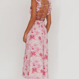 Madara Lace-Up Back Floral Maxi Dress Lilac