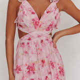 Madara Lace-Up Back Floral Maxi Dress Lilac