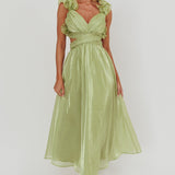 Madara Lace-Up Back Maxi Dress Sage
