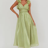 Madara Lace-Up Back Maxi Dress Sage