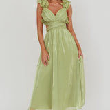 Madara Lace-Up Back Maxi Dress Sage