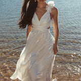 Madara Lace-Up Back Maxi Dress White