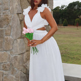 Madara Lace-Up Back Maxi Dress White