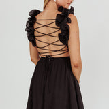 Madara Lace-Up Back Mini Dress Black