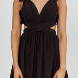 Madara Lace-Up Back Mini Dress Black