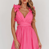 Madara Lace-Up Back Mini Dress Hot Pink