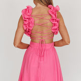 Madara Lace-Up Back Mini Dress Hot Pink