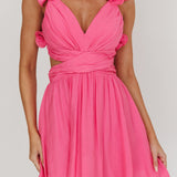 Madara Lace-Up Back Mini Dress Hot Pink