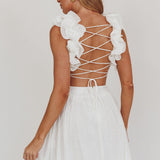 Madara Lace-Up Back Mini Dress White