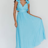 Madara Laced Back Ruffle Dress Blue