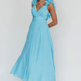 Madara Laced Back Ruffle Dress Blue