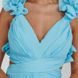 Madara Laced Back Ruffle Dress Blue
