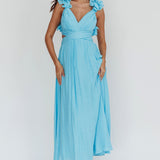 Madara Laced Back Ruffle Dress Blue