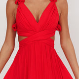Madara Laced Back Ruffle Dress Red