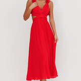 Madara Laced Back Ruffle Dress Red