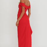 Cha Cha Strapless Thigh Split Dress Red