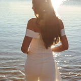Cha Cha Off Shoulder Thigh Split Maxi Dress Off White