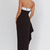 Cha Cha Strapless Thigh Split Dress Contrast Black