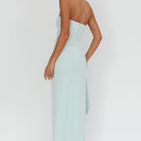 Cha Cha Strapless Thigh Split Dress Sage