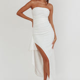 Cha Cha Strapless Thigh Split Dress White